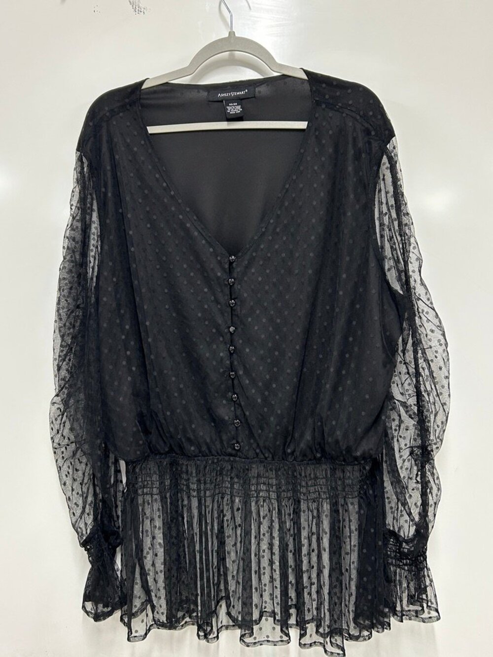 Witchy Ashley Stewart Sheer Blouse Size 22/24 Peplum Fairy Grunge Whimsigoth